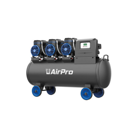 Compresseur silencieux Airpro 3×1 CV avec réservoir de 100 L, technologie sans huile.