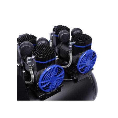 Compresseur silencieux Airpro 4x2CV, 120L, performances optimales, sans huile, durable, fiable.