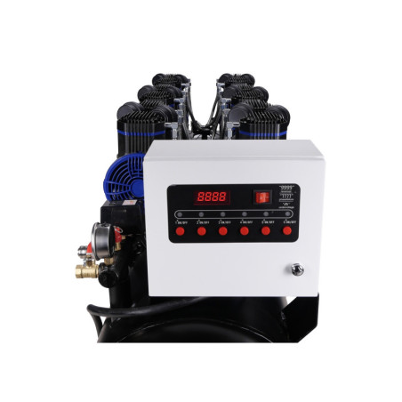 Compresseur silencieux Airpro 6×2 CV, réservoir 280L, performances optimales sans surchauffe.