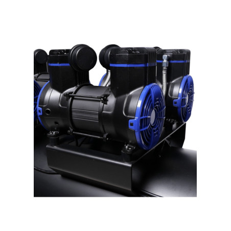 Compresseur silencieux Airpro 6×2 CV, 280 L, sans huile, performances optimales.