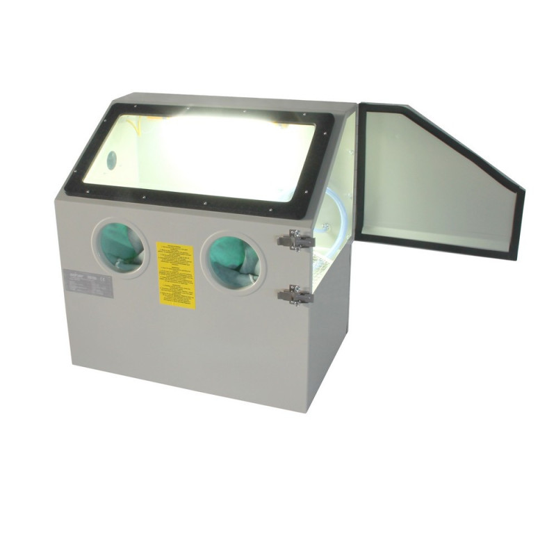 Cabine de Sablage Professionnelle haut de gamme, dimensions généreuses pour un travail impeccable.