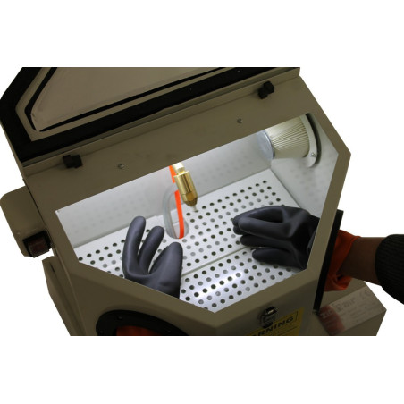 Premium Sandblasting Cabinet with Gloves, Precision Nozzle, Lighting, and Foot Pedal