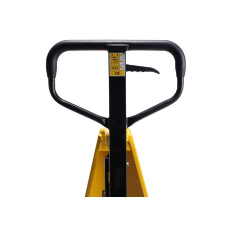 Extra high lifting capacity scissor pallet truck with versatile functionality and stability.