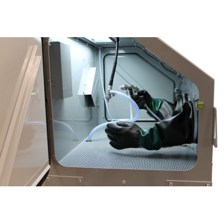 Cabine de Sablage Professionnelle: Dimensions généreuses, capacité de charge 60 kg, accessoires pratiques.