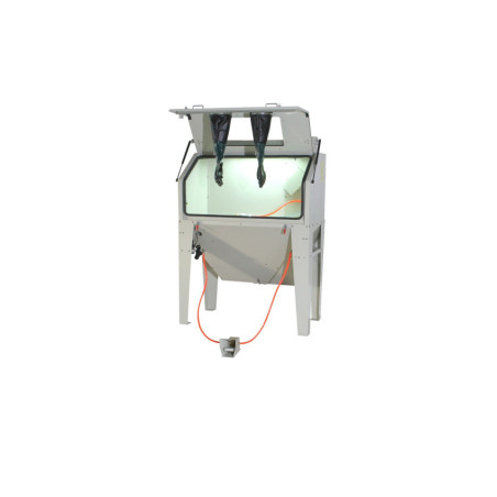 Cabine de sablage avec capacité 420L, inclus pédale, gants, pistolet, films, éclairage.