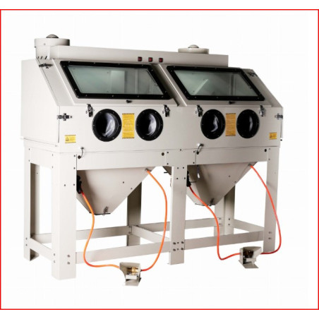 AirPro Dual Sandblasting Cabinet - Ideal for safe sandblasting of large parts. Allows simultaneous work for two people.