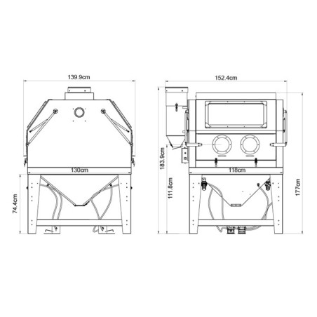 Armoire de sablage AirPro SB120A: Performante, spacieuse et polyvalente pour vos travaux de sablage.