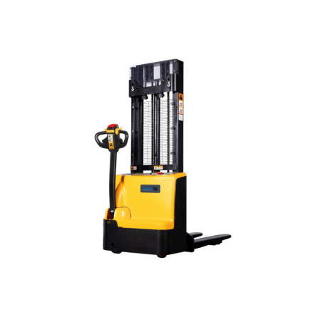 Gerbeur électrique compact avec affichage numérique et chargeur intégré, capacité de 1500 kg.