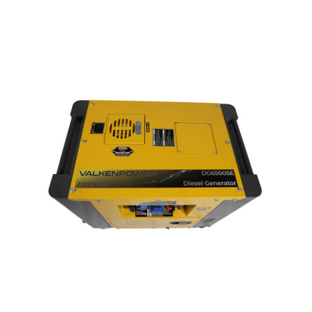 Groupe électrogène diesel insonorisé avec protection d'huile et démarrage électrique.