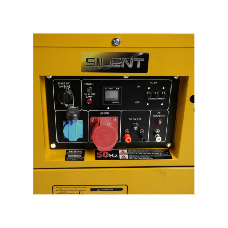 Groupe électrogène diesel silencieux avec protection d'huile et démarrage électrique.