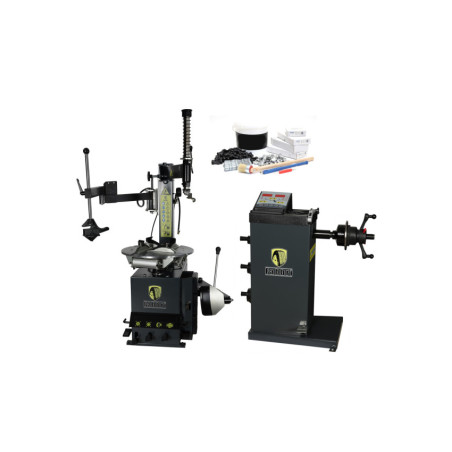 Pack professionnel de montage et démontage de pneus FABBRI, idéal pour petits espaces.