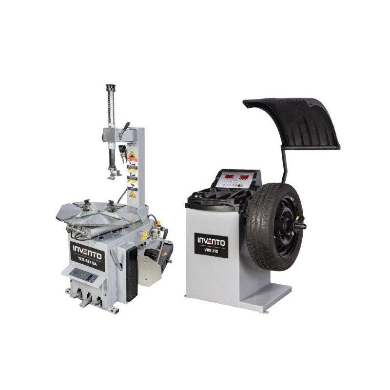 Pack Invento Classic: Démonte-pneus 12-23" avec bras pivotant + Équilibreuse 24" laser LED.