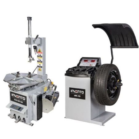 The Invento Classic Pack: 12-23" Tire Changer with Swivel Arm + 24" Automatic Wheel Balancer.