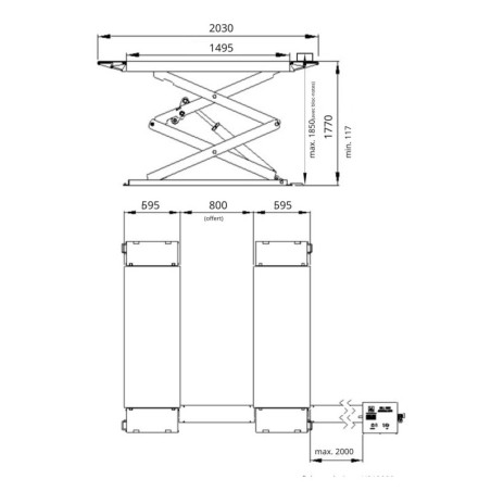 Élégant élévateur double ciseaux Falco Sollevatori : qualité et sécurité optimale garanties.