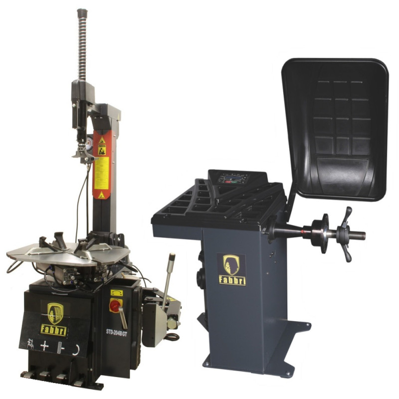 Ensemble professionnel pour montage et équilibrage pneus : Démonte-pneu Automatique BL204B et Equilibreuse BL231B Fabbri.