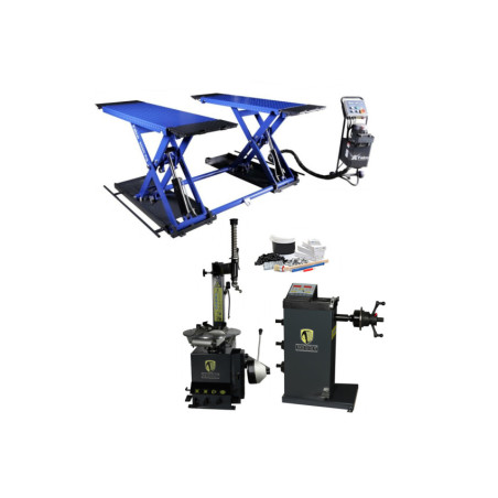 Image alt text: "Professional Tire Changing and Balancing Kit by FABBRI & FALCO for efficient tire handling.