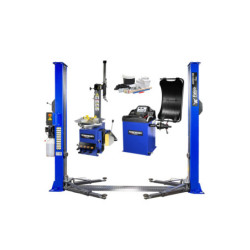 Pack garage Atelier : Machine à pneu 24" TRAINSWAY, équilibreuse 24" et pont élévateur 2 colonnes FALCO.