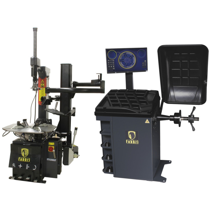 Démonte-pneus automatique Fabbri BL204BHP pour pneus larges et rigides.